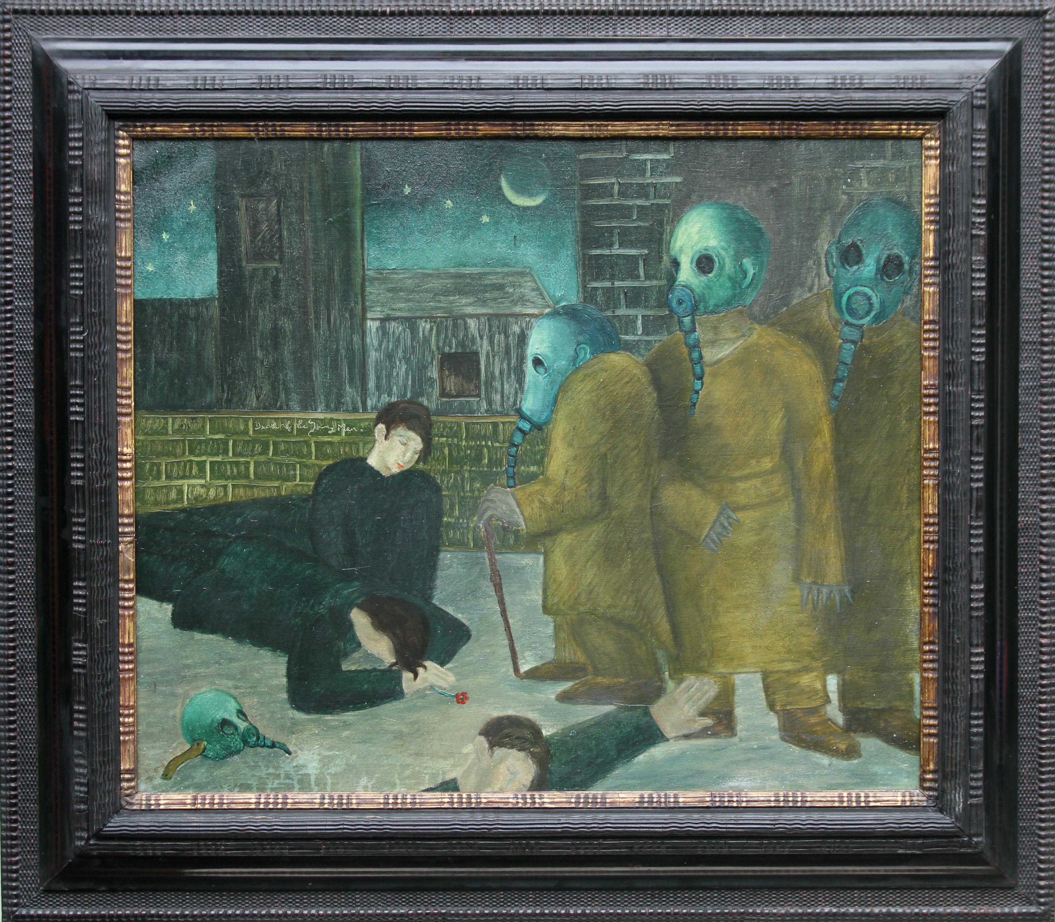 Jack Sassoon Portrait Painting - Death of the Young Men 1938 - British art figurative Surrealist oil painting