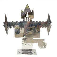 Large Modern Abstract Figure Polished Steel Mod Chrome Sculpture Jack Schuyler