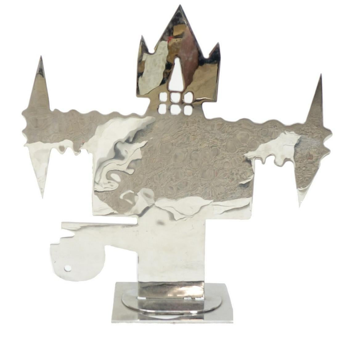 Large Modern Abstract Figure Polished Steel Mod Chrome Sculpture Jack Schuyler For Sale 2