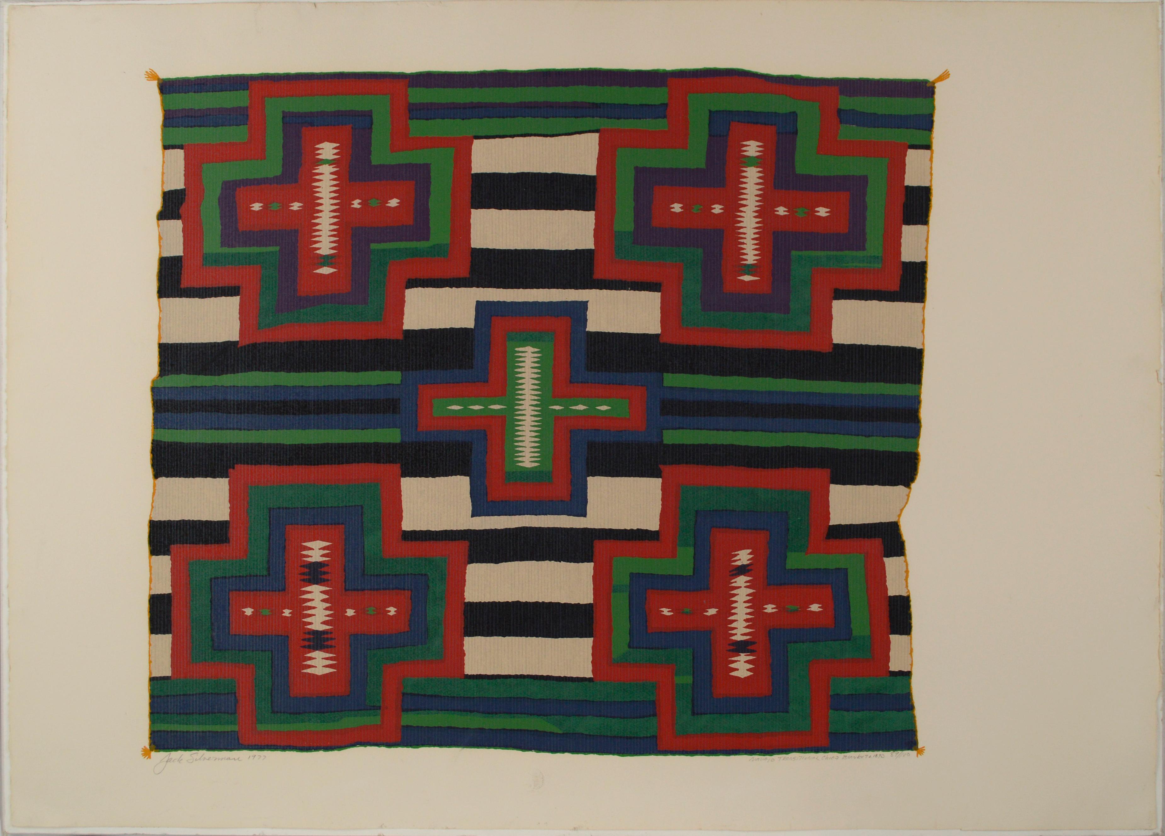  "NAVAJO LATE CLASSIC CHIEF BLANKET C.1900" JACK SILVERMAN SIGNED SERIGRAPH 1977
