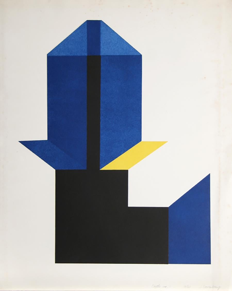 Castello n. 1, acquaforte astratta geometrica di Jack Sonenberg