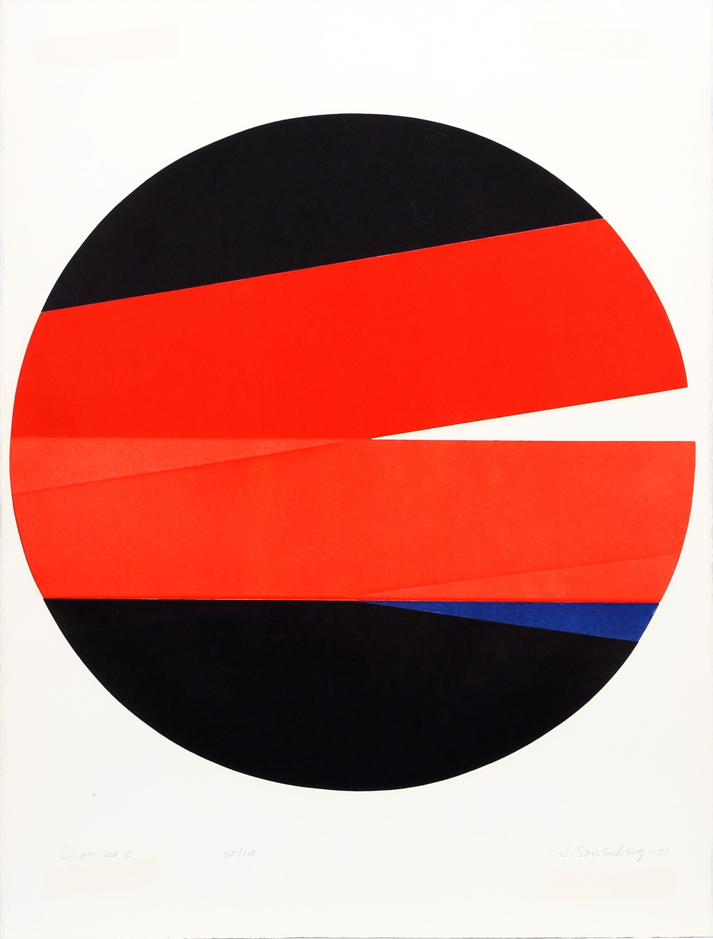 Segno n. 5, acquaforte astratta geometrica di Jack Sonenberg