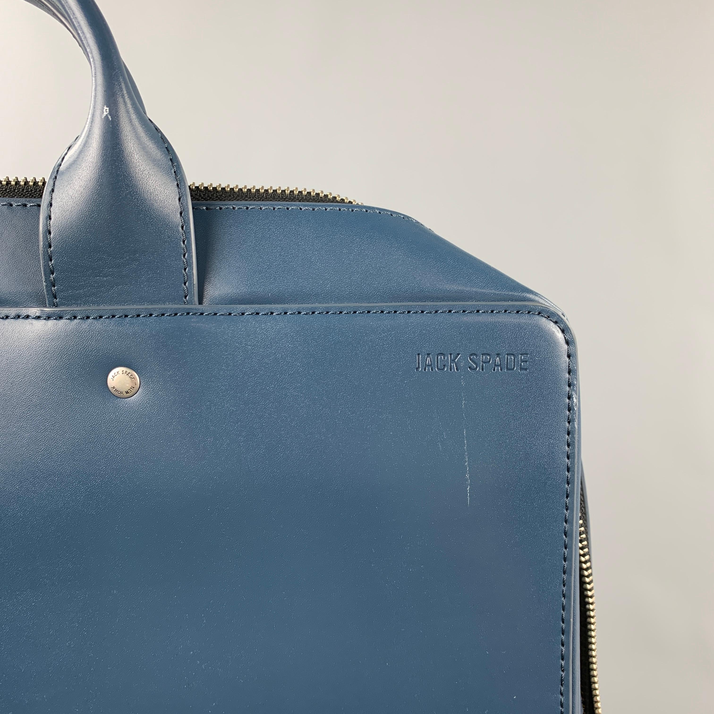 JACK SPADE Blaues Leder Schulterriemen Rechteck Laptop 4