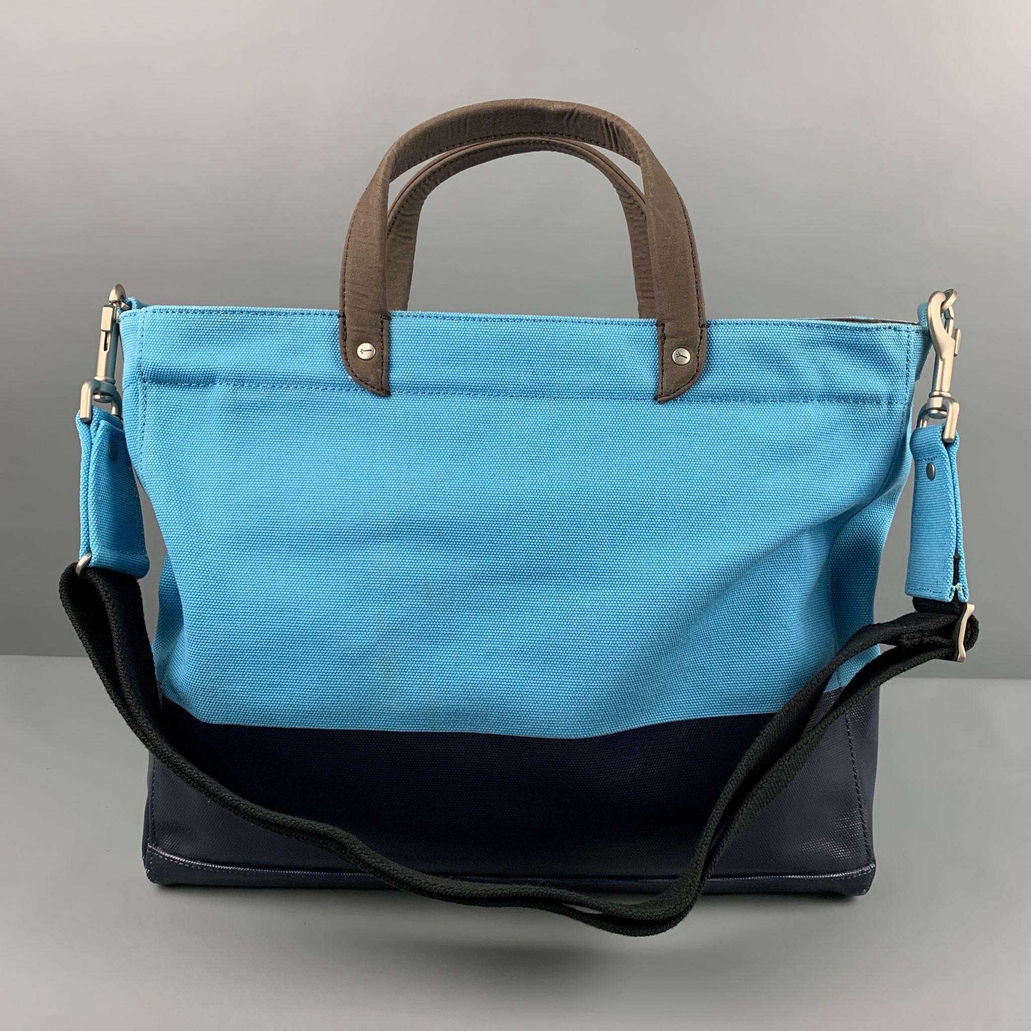 blue canvas tote bag