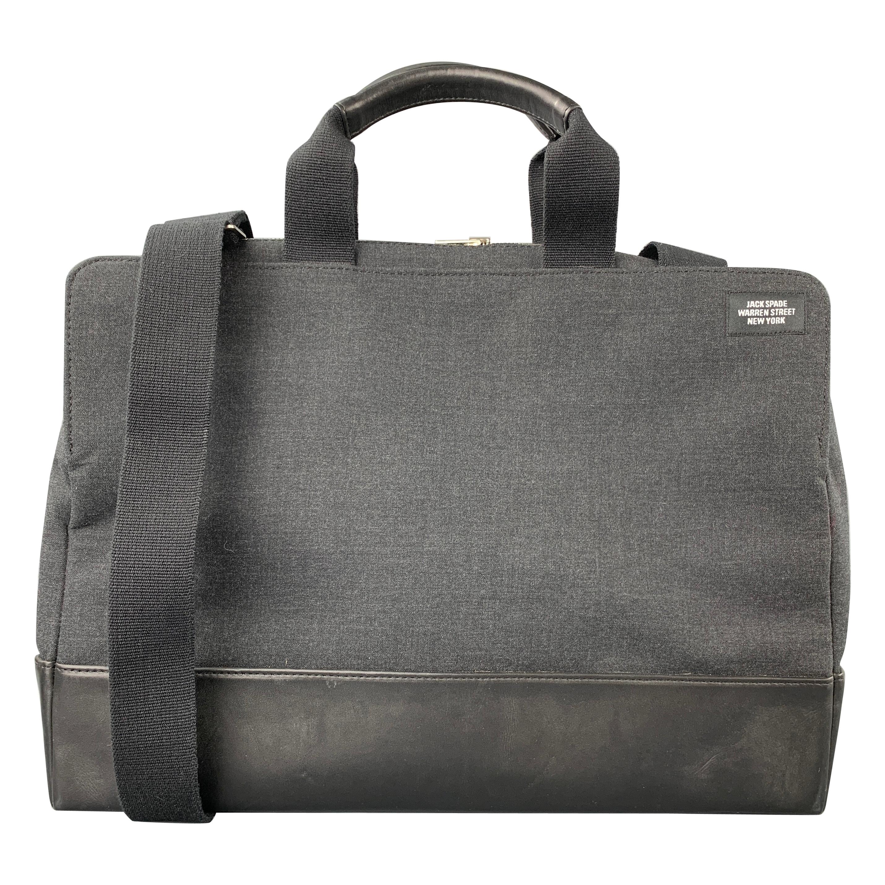 JACK SPADE Charcoal & Black Canvas Leather Trim Laptop Bag