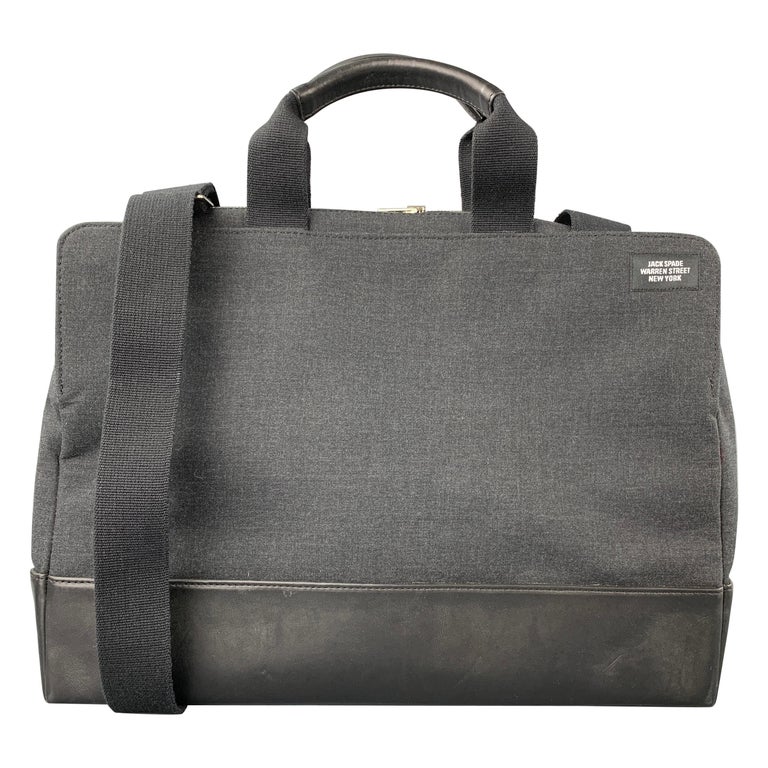 JACK SPADE Charcoal and Black Canvas Leather Trim Laptop Bag at 1stDibs
