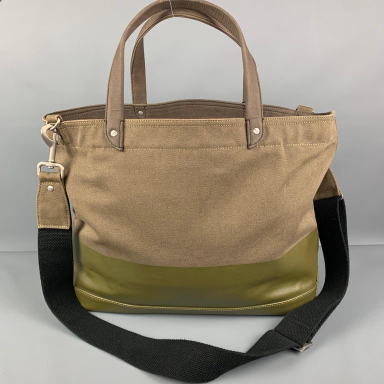 JACK SPADE Olive Canvas Rectangle Tote Bag For Sale at 1stDibs
