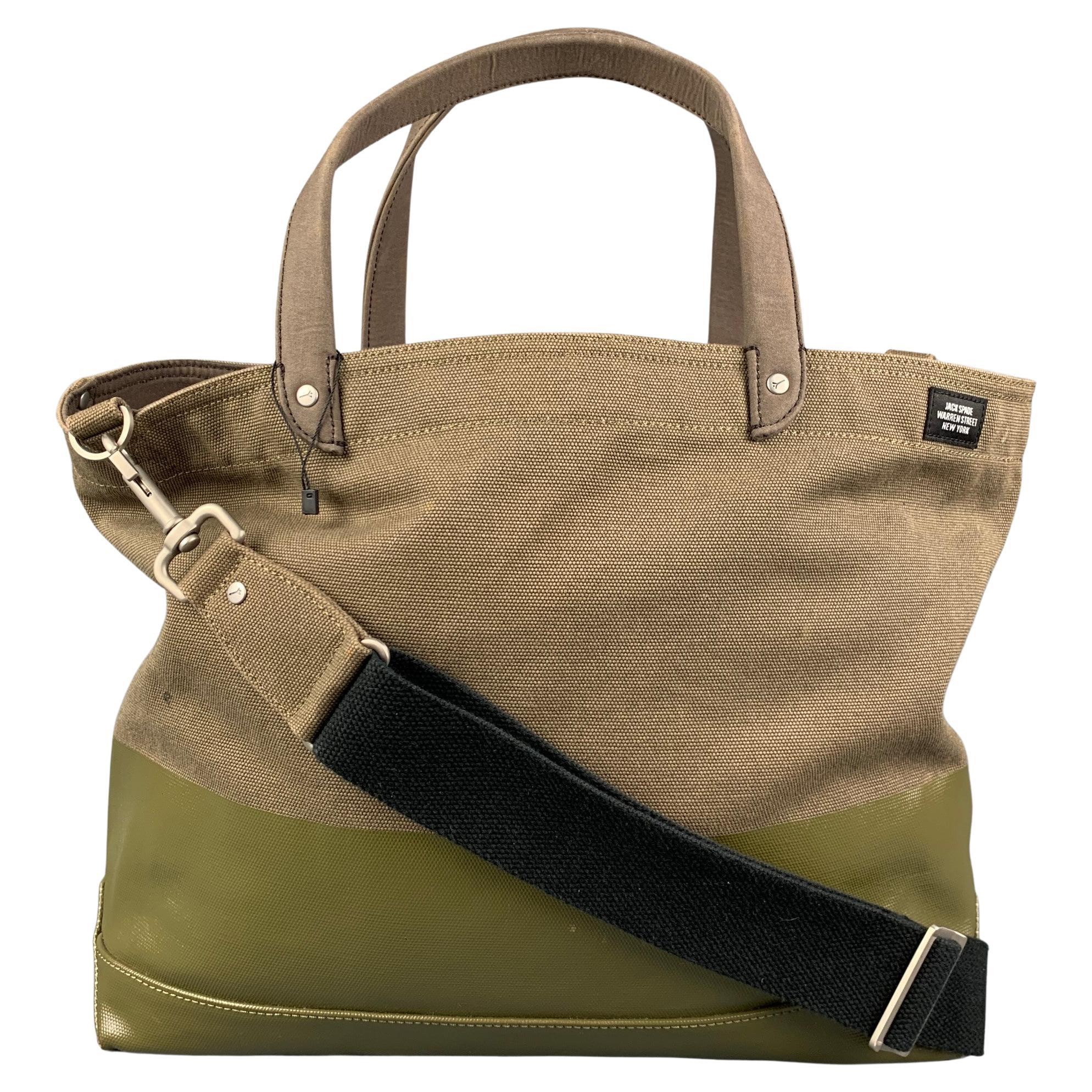 JACK SPADE Olive Canvas Rectangle Tote Bag