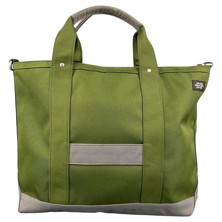 JACK SPADE Olive Grey Canvas Tote Bag For Sale at 1stDibs