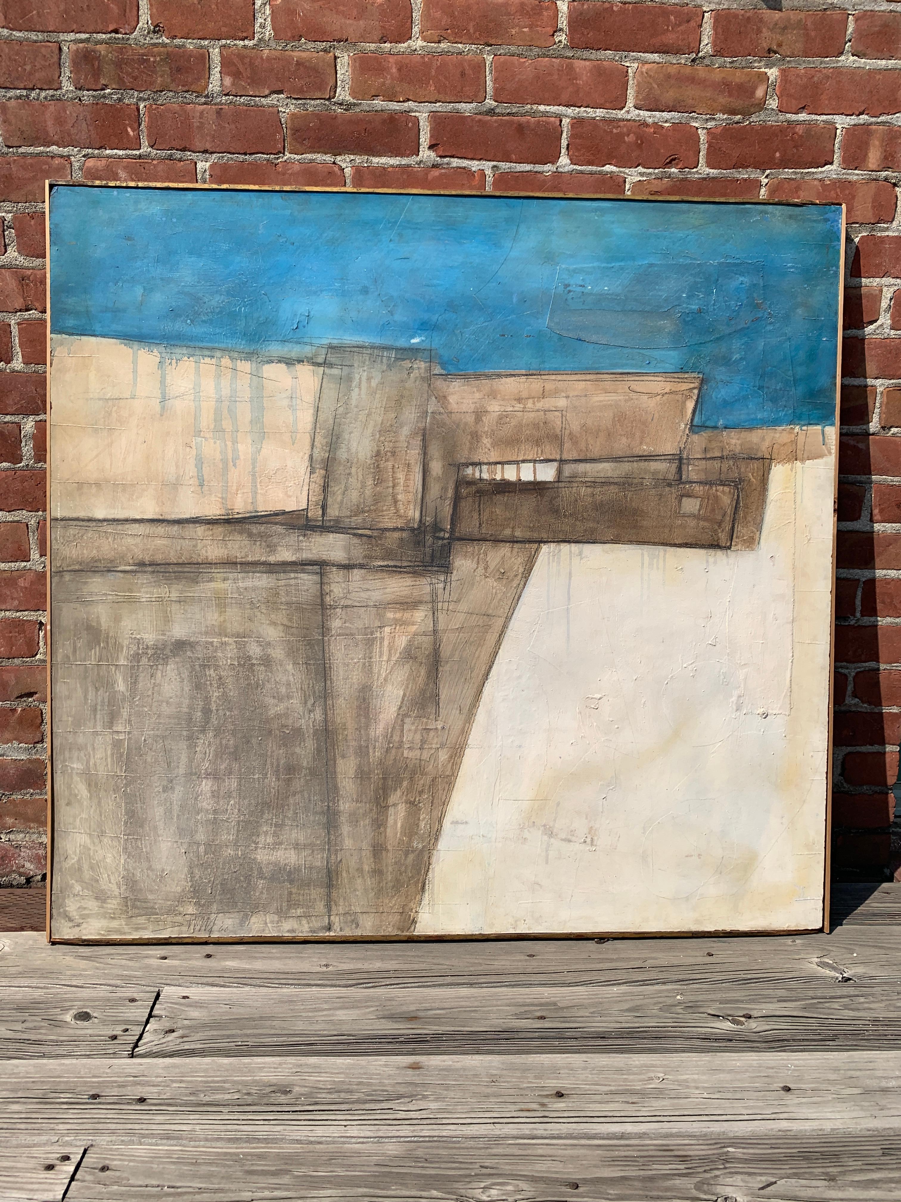 Grande peinture californienne de 1960 « Paysage abstrait » de Jack Stuck en vente 1