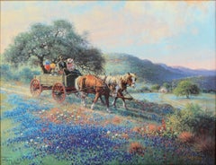 "Home from the Fair" Wagon and Horses Print on Canvas