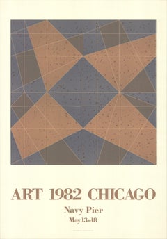 Vintage 1982 After Jack Tworkov 'Art Chicago' Orange,Blue USA Lithograph