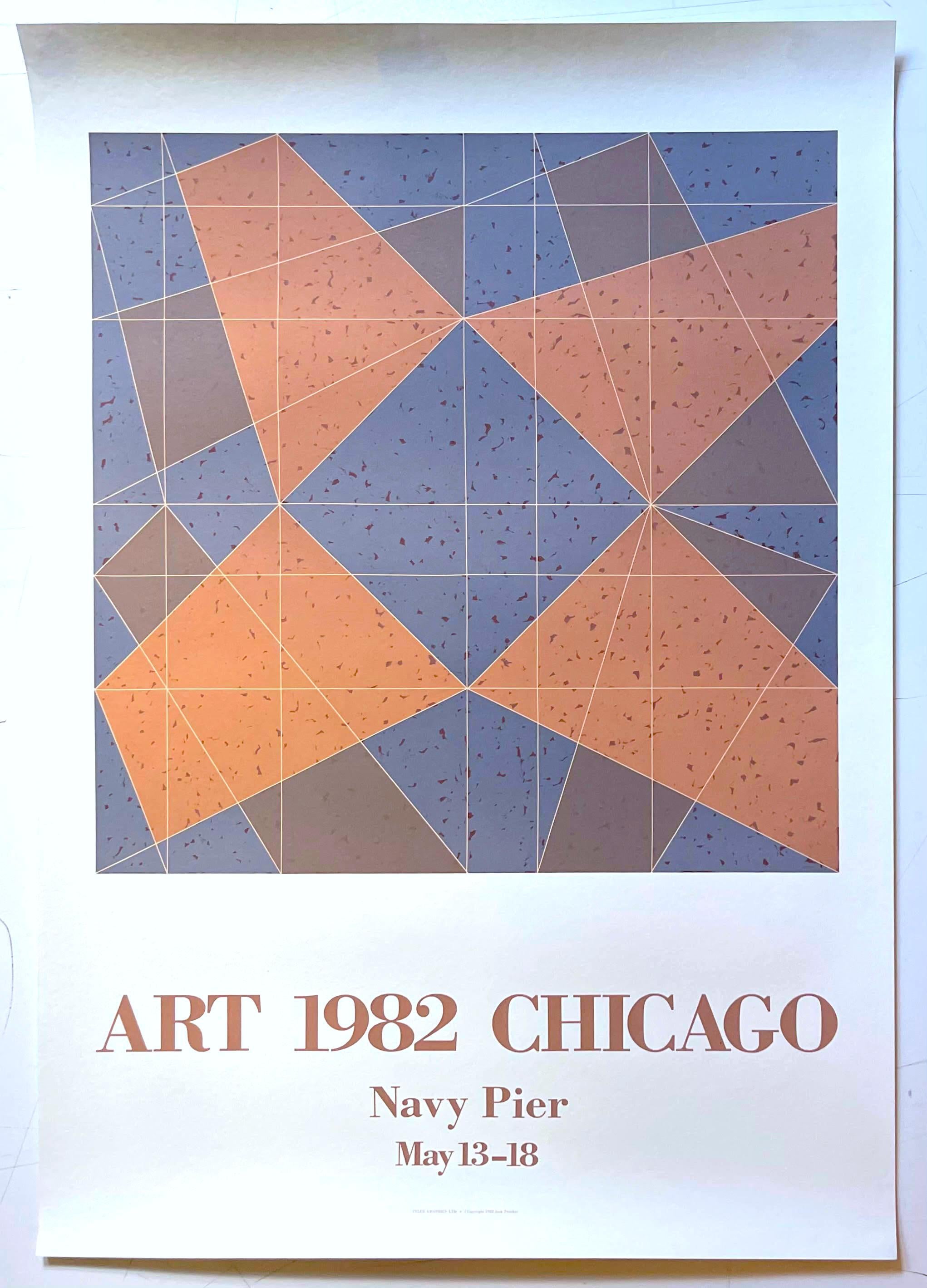 Jack Tworkov Abstract Print - Limited Edition Art 1982 Chicago Navy Pier Abstract Poster geometric abstraction