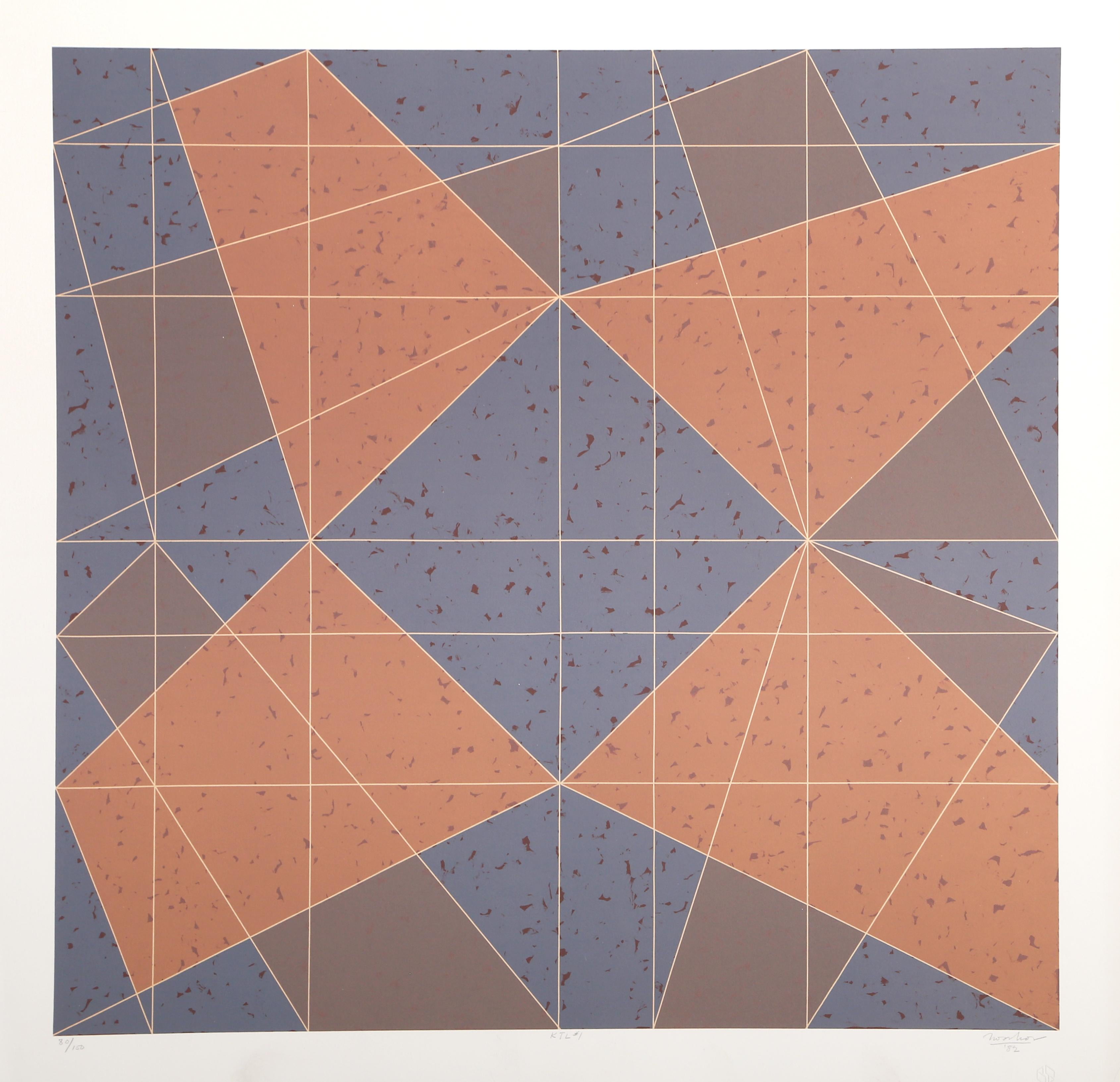 An original geometric silkscreen by Russian/American artist, Jack Tworkov. It is signed and numbered 80/150 in pencil.