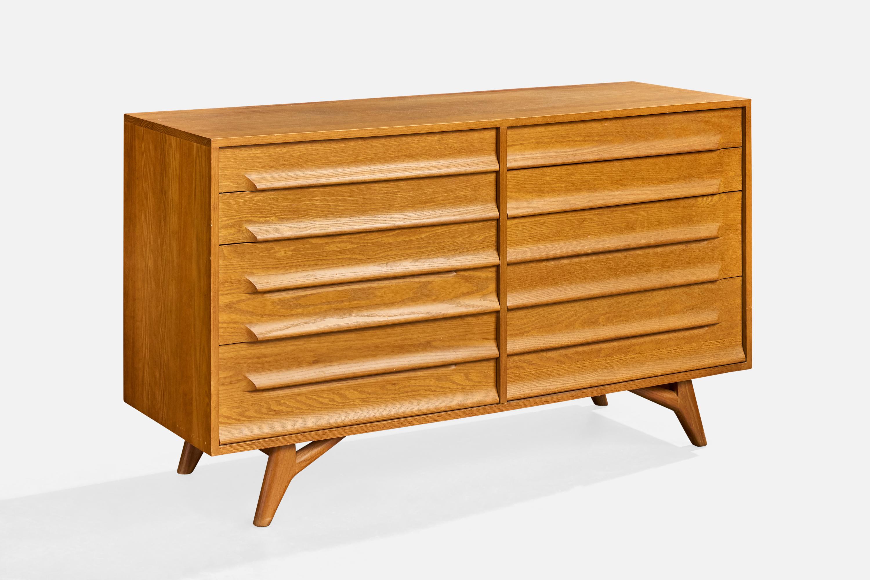 Comò in quercia disegnato da Jack Van der Molen e prodotto da Jamestown Lounge Co, USA, anni '50.

Dimensioni complessive (pollici): 34,0 