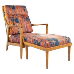 Jack Van der Molen Mid Century Blonde Oak Lounge Chair and Ottoman