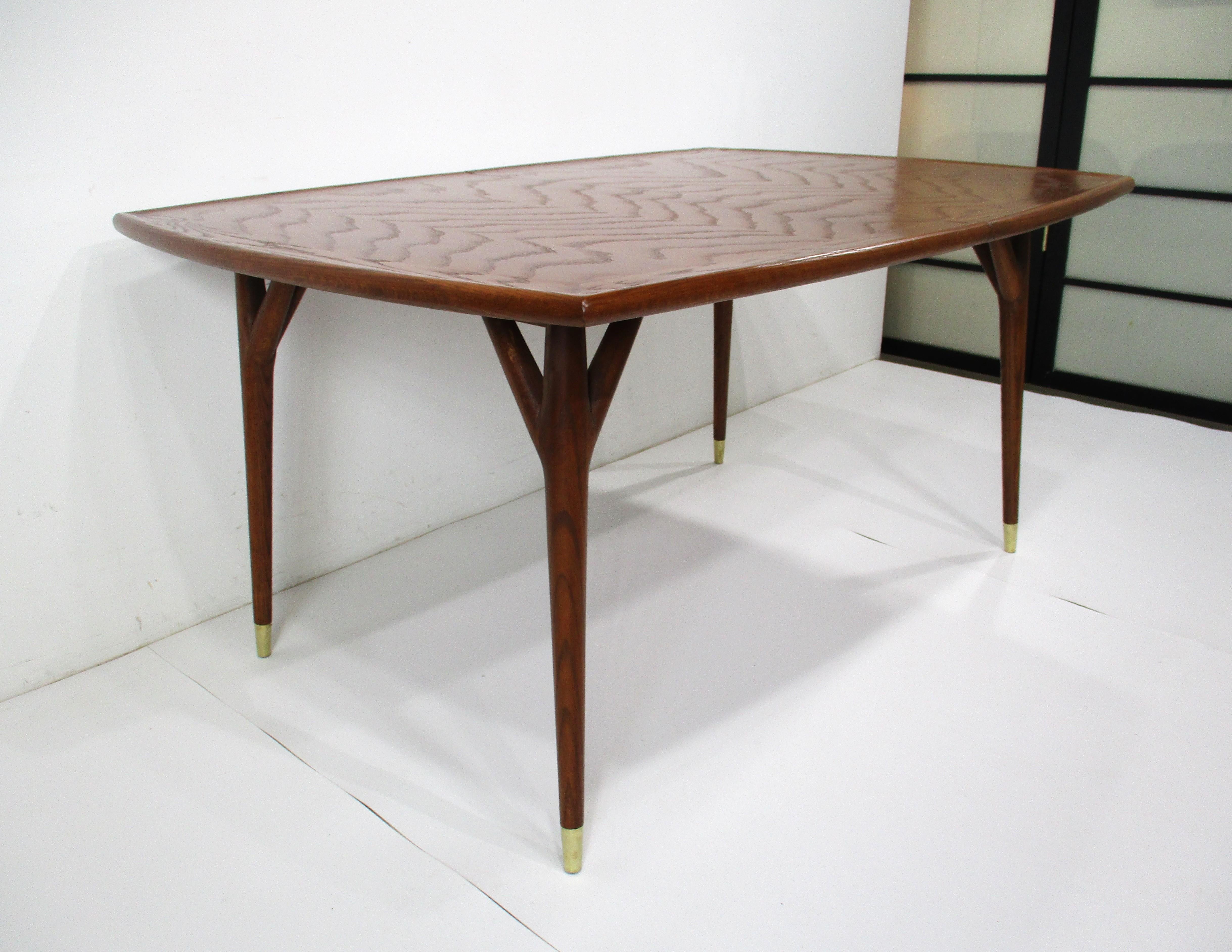 Jack Van Der Molen Mid Century Expandable Dining Table for Jamestown In Good Condition In Cincinnati, OH