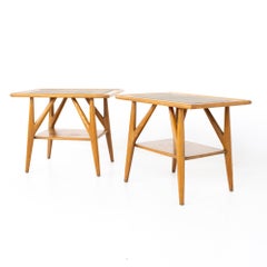 Jack Van der Molen Mid Century Oak Side End Tables, Pair