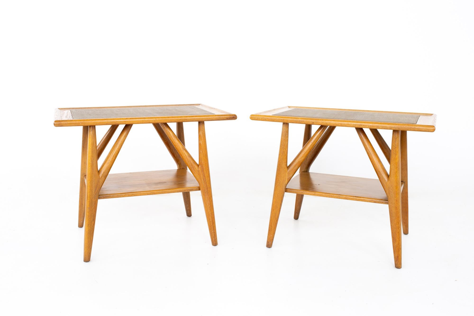 Mid-Century Modern Jack Van der Molen Mid Century Oak Side End Tables, Pair