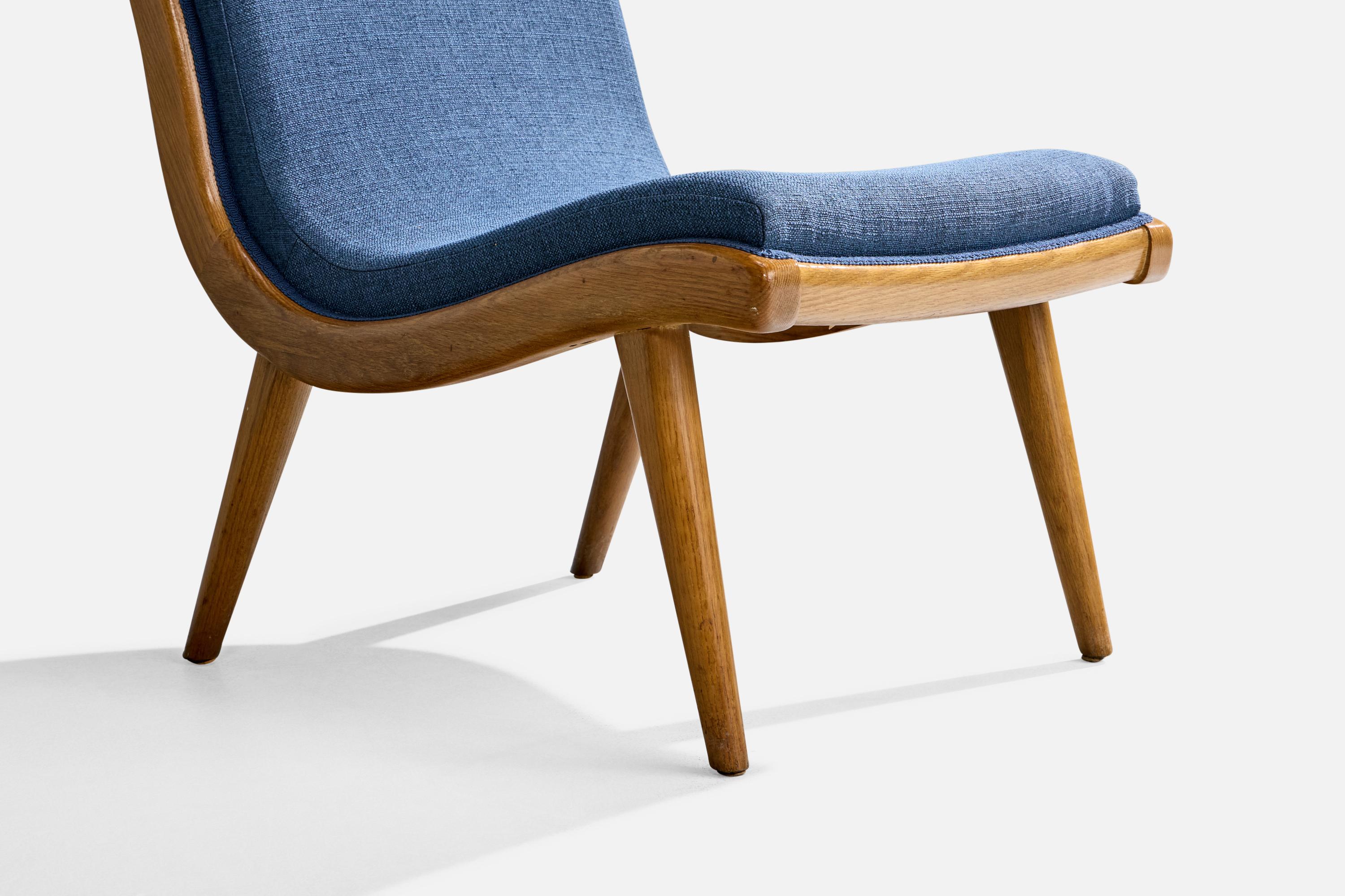 Jack Van der Molen, Slipper Chairs, Oak, Fabric, USA, 1950s For Sale 6