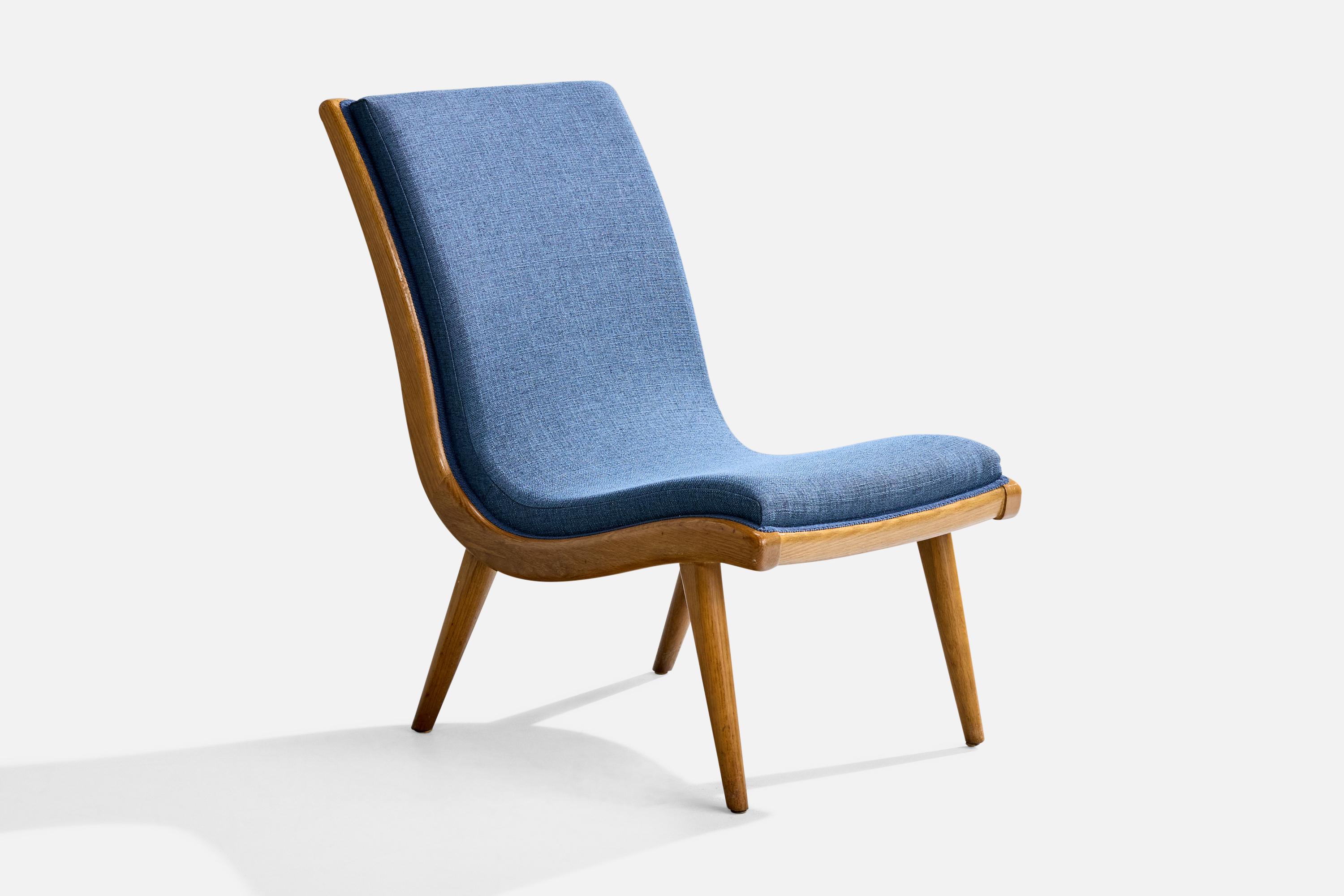 Jack Van der Molen, Slipper Chairs, Oak, Fabric, USA, 1950s In Good Condition For Sale In High Point, NC