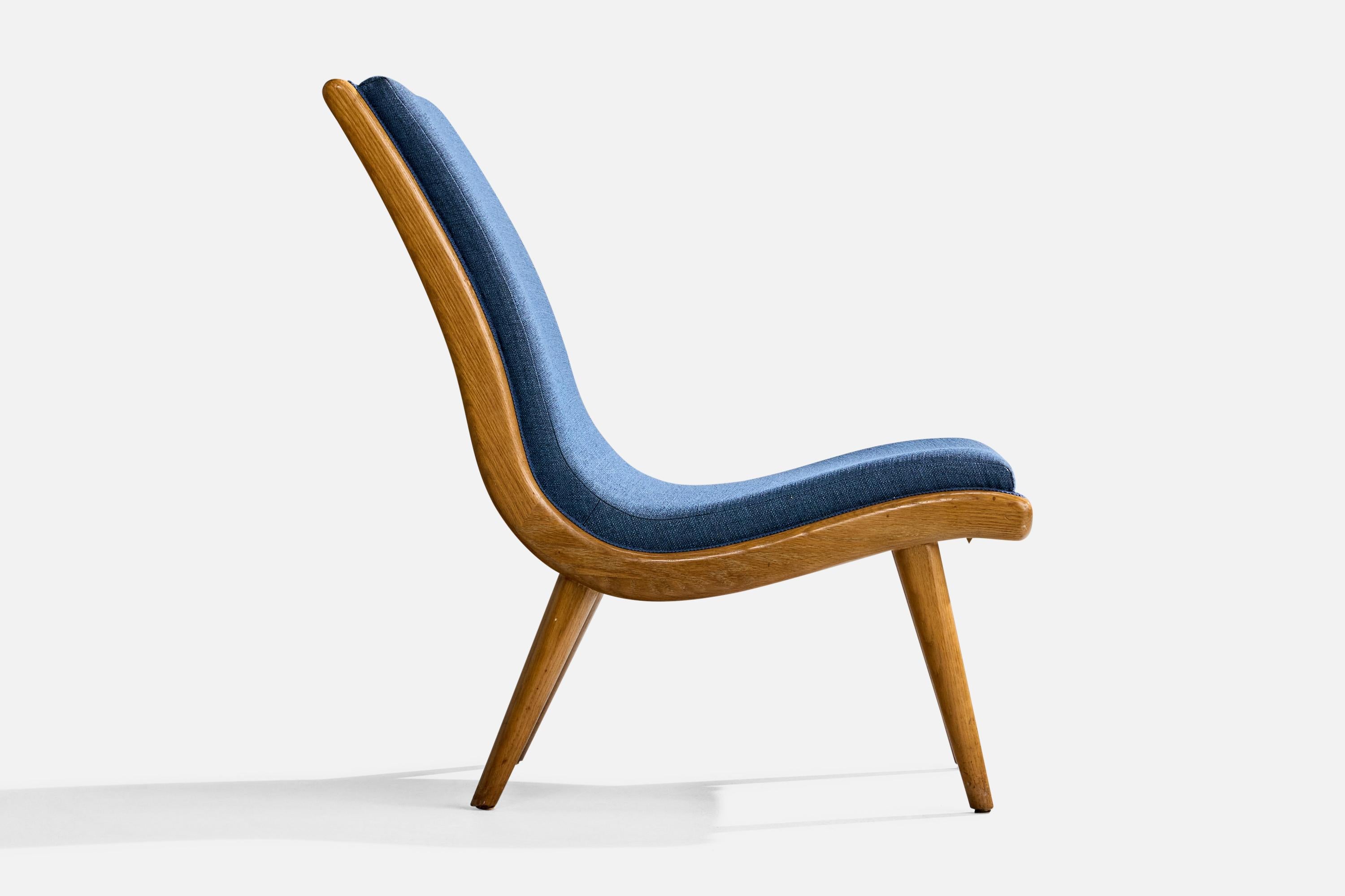 Jack Van der Molen, Slipper Chairs, Oak, Fabric, USA, 1950s For Sale 1