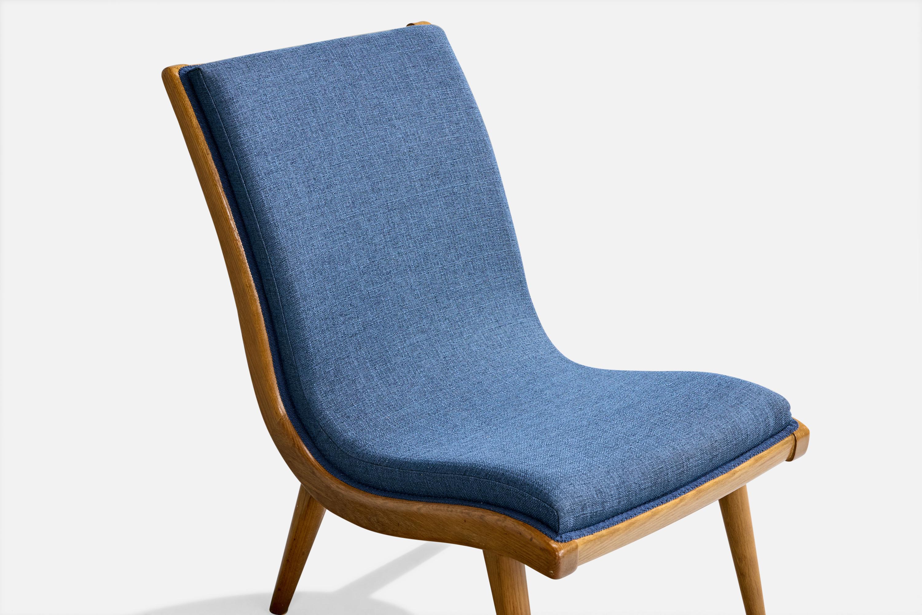Jack Van der Molen, Slipper Chairs, Oak, Fabric, USA, 1950s For Sale 2