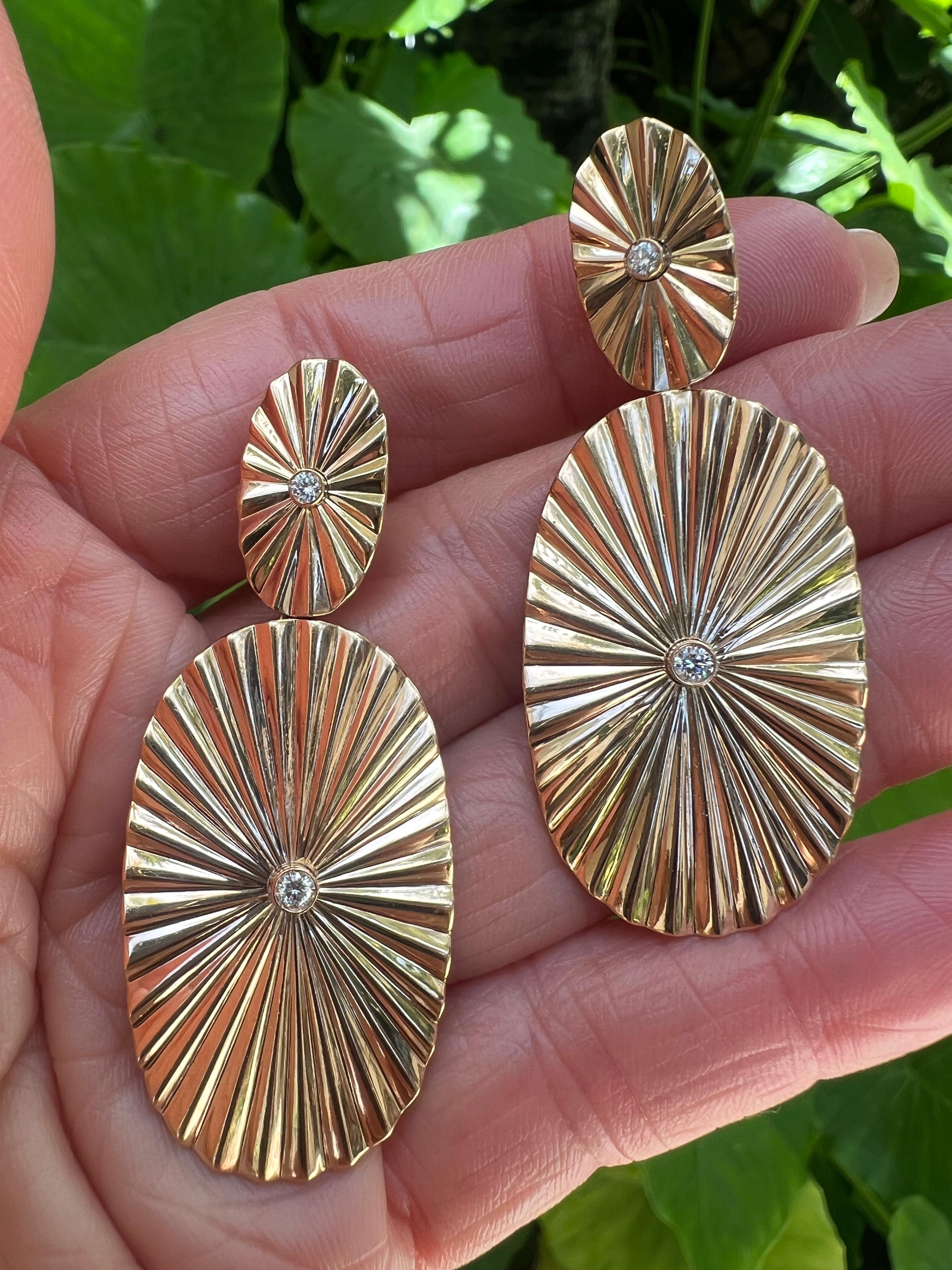 Taglio rotondo Jack Vartanian - Orecchini a goccia con diamanti in oro rosa 18 ct. in vendita