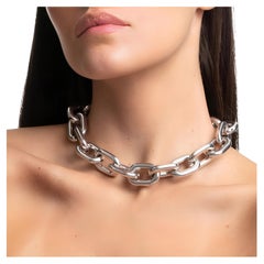 Jack Vartanian Silver Plated Cuban Link Necklace, 17" Long, Brazil