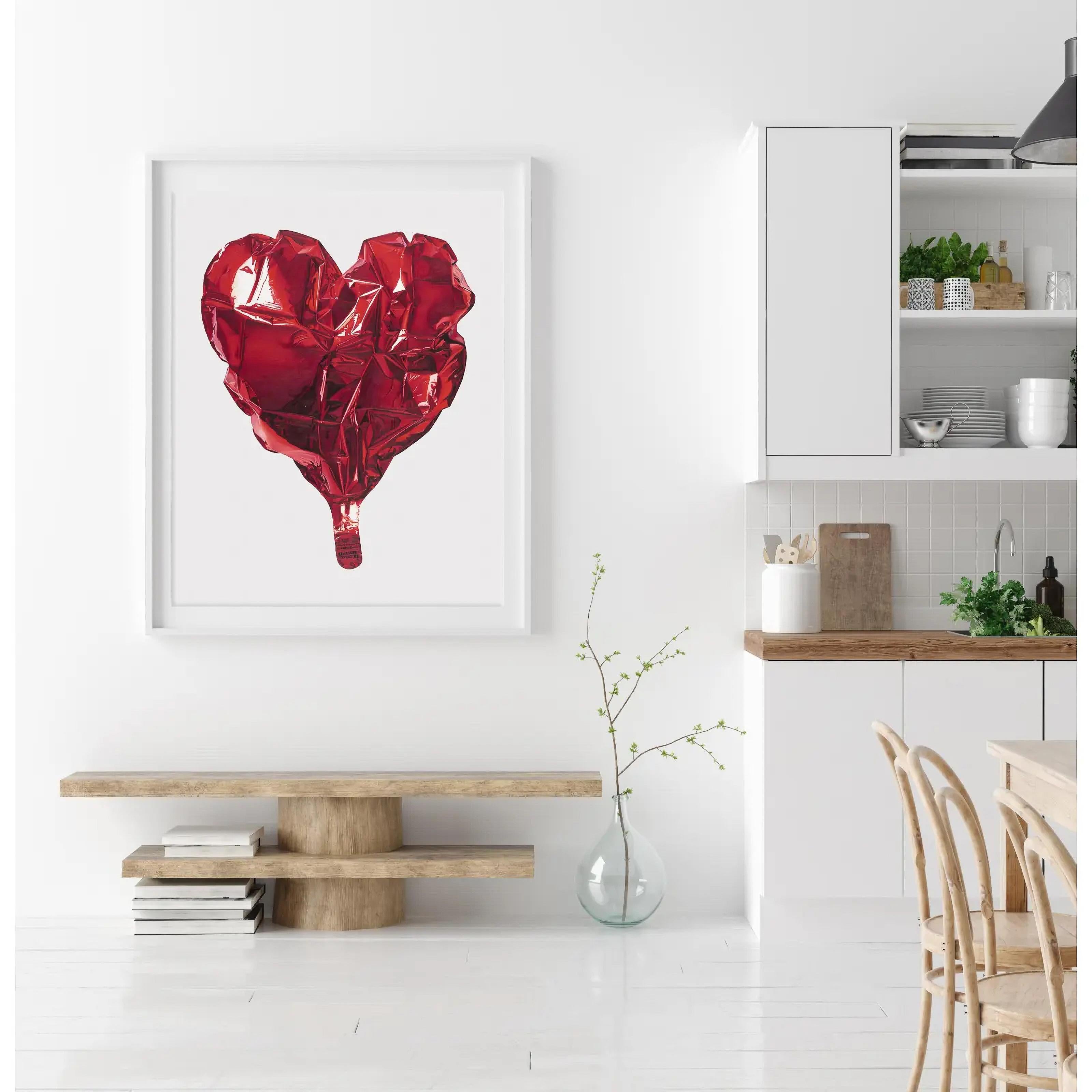 Heartburn, Pop-Art, Stillleben, Herzballon, Wandkunst, rotes Herz  (Grau), Figurative Print, von Jack Verheag