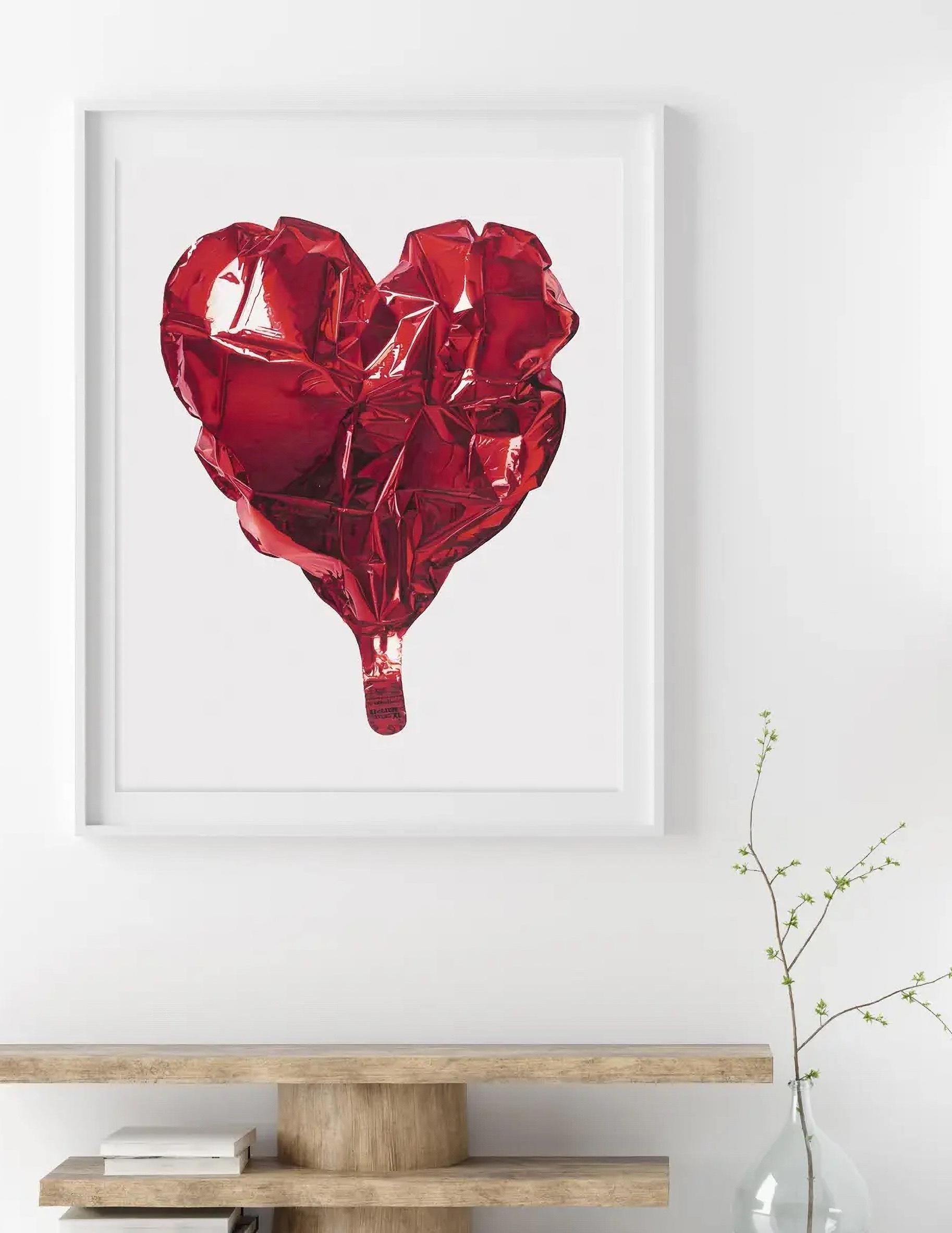 Jack Verheag Figurative Print - Heartburn, pop art, still life, heart balloon, wall art, red heart 