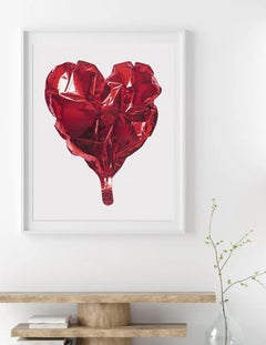 Heartburn, pop art, still life, heart balloon, wall art, red heart 