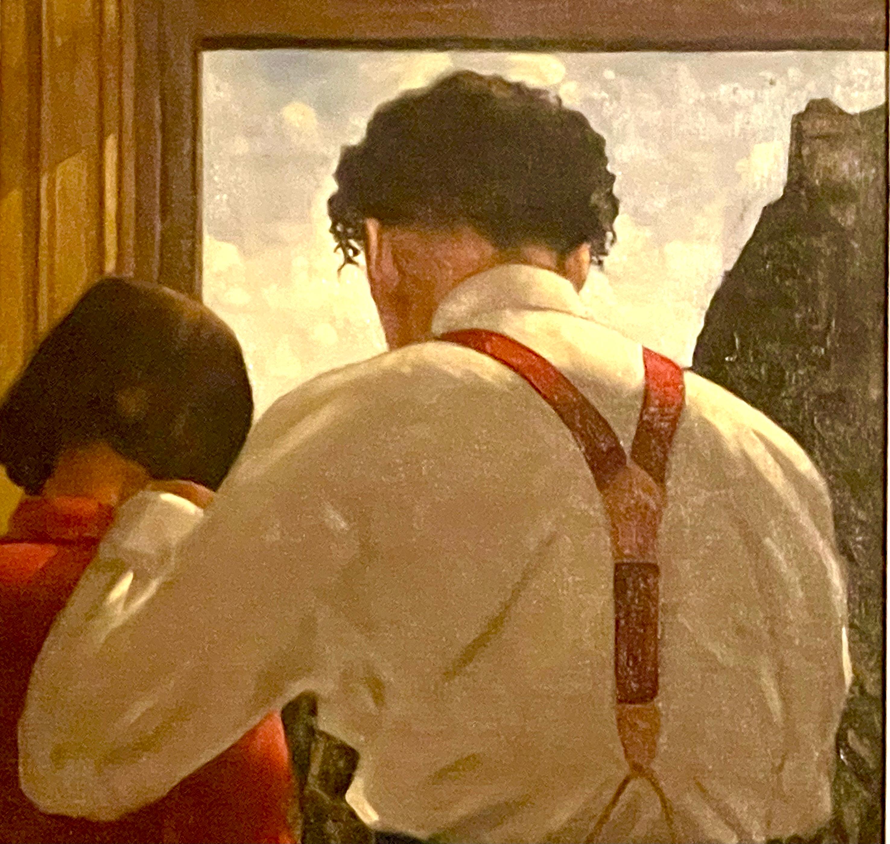 ‘Looking Down From Above’ Edinburgh Castle contemporary exhibited painting 1989 For Sale 1