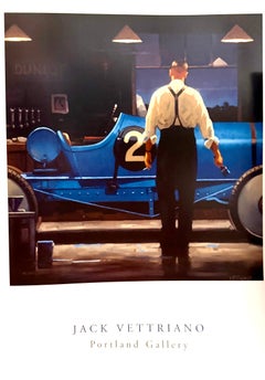 Jack Vettriano - ‘Birth of a Dream’ Blue Racing Car & Figure, Portland Gallery London Art Poster ‘Birth of a Dream’ Blue Racing Car & Figure, Portland Gallery London Art Poster