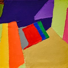 Goldilocks: Colorful Abstract Geometric Painting with Hand-Stitched Canvas