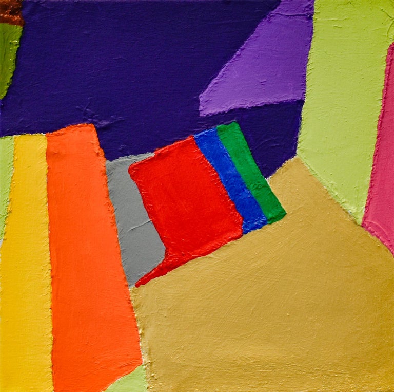 Goldilocks: Colorful Abstract Geometric Painting with Hand-Stitched Canvas - Mixed Media Art by Jack Walls