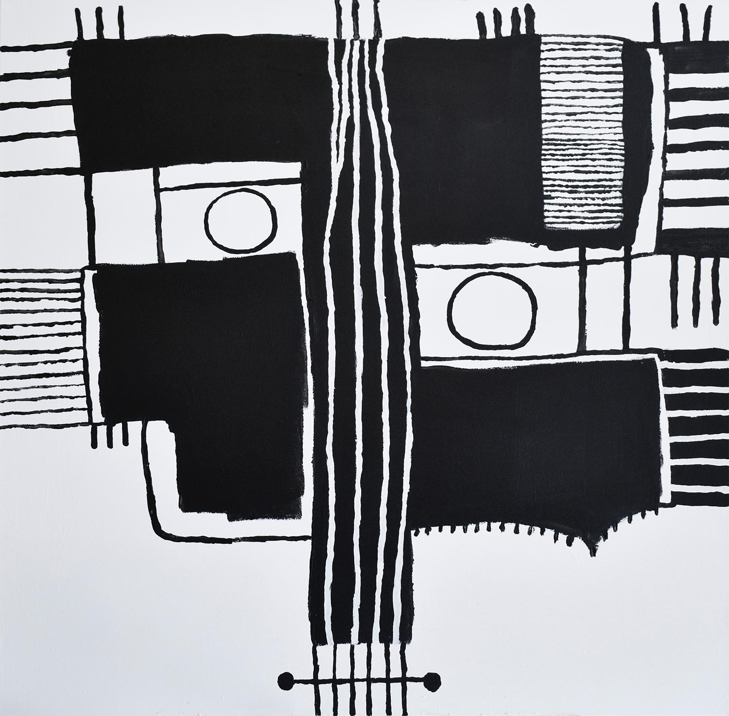 Jack Walls Abstract Painting -  Oskar Micheaux (Basquiat Style Black & White Abstract Contemporary Portrait) 