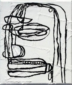 Ovid (Basquiat Style Black & White Contemporary Portrait on Stitched Canvas)