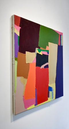 Rumpelstiltskin: Colorful Abstract Geometric Painting with Hand-Stitched Canvas