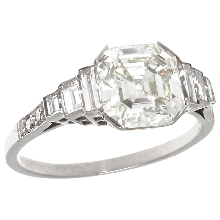 Jack Weir and Sons GIA 2.03 Carat Emerald Cut Diamond Platinum Engagement Ring