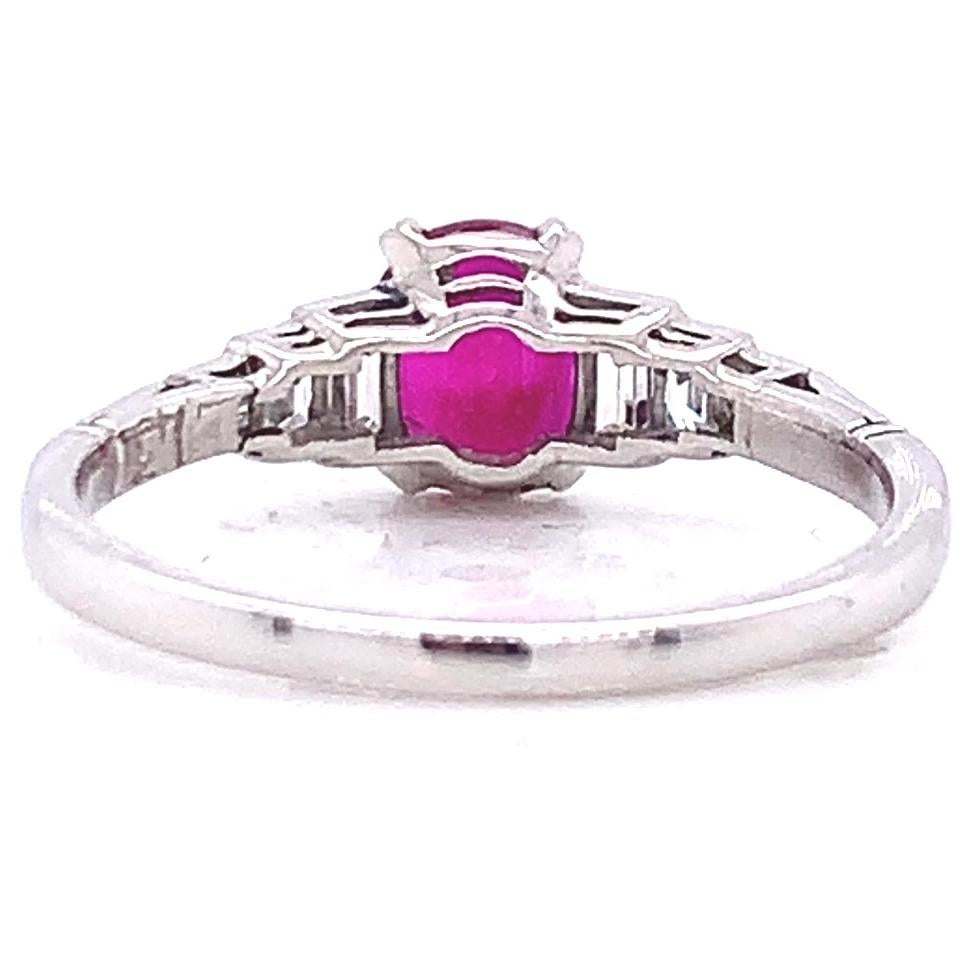 Round Cut 1.16 Carat GIA Burma Ruby Diamond Platinum Engagement Ring