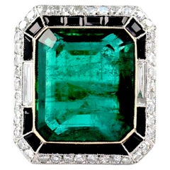 Jack Weir & Sons 23.53 Carat Emerald Diamond Onyx Platinum Ring