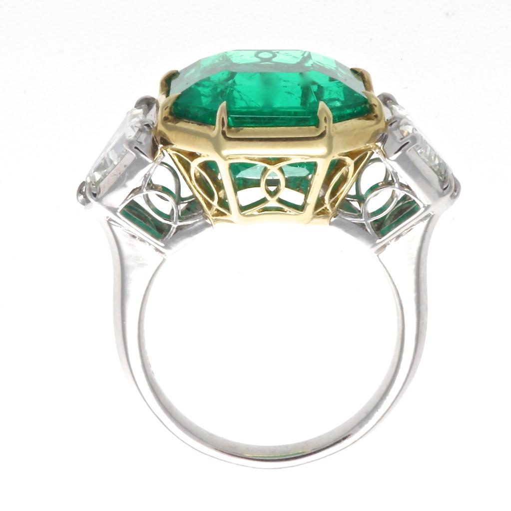 Women's Jack Weir & Sons AGL 10.03 Colombian Emerald Diamond Platinum Gold Ring