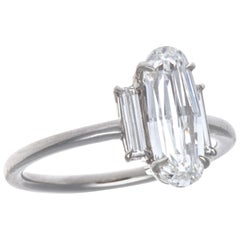 GIA 1.59 Carat Old Step Cut Diamond Platinum Ring