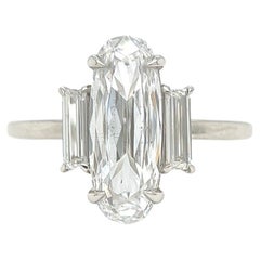 Jack Weir and Sons GIA 2,52 Carati Diamante Taglio Ovale Tre Pietre Anello in Platino