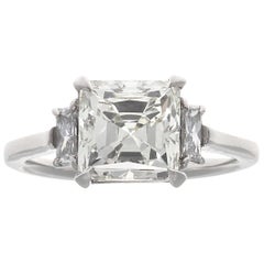 Jack Weir 
Sons GIA 3.00 Carat Asscher Cut Diamond Platinum Engagement Ring