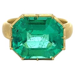 Jack Weir & Sons GIA 7.33 Carats Colombian Emerald 20k Gold Solitaire Ring