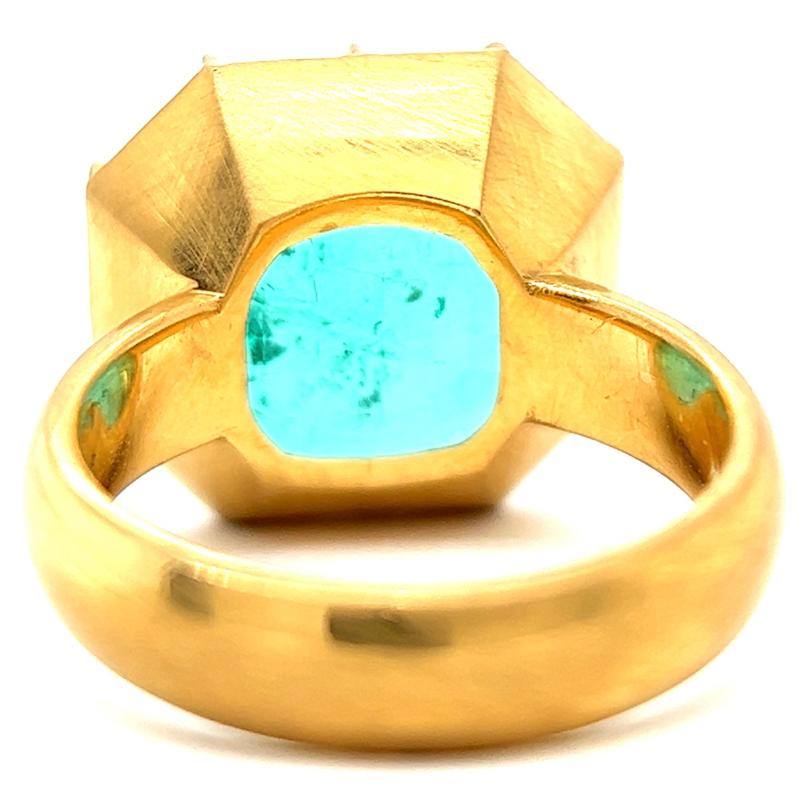 Octagon Cut Jack Weir & Sons GIA 9.15 Carat Colombian Emerald 22k Yellow Gold Solitaire Ring