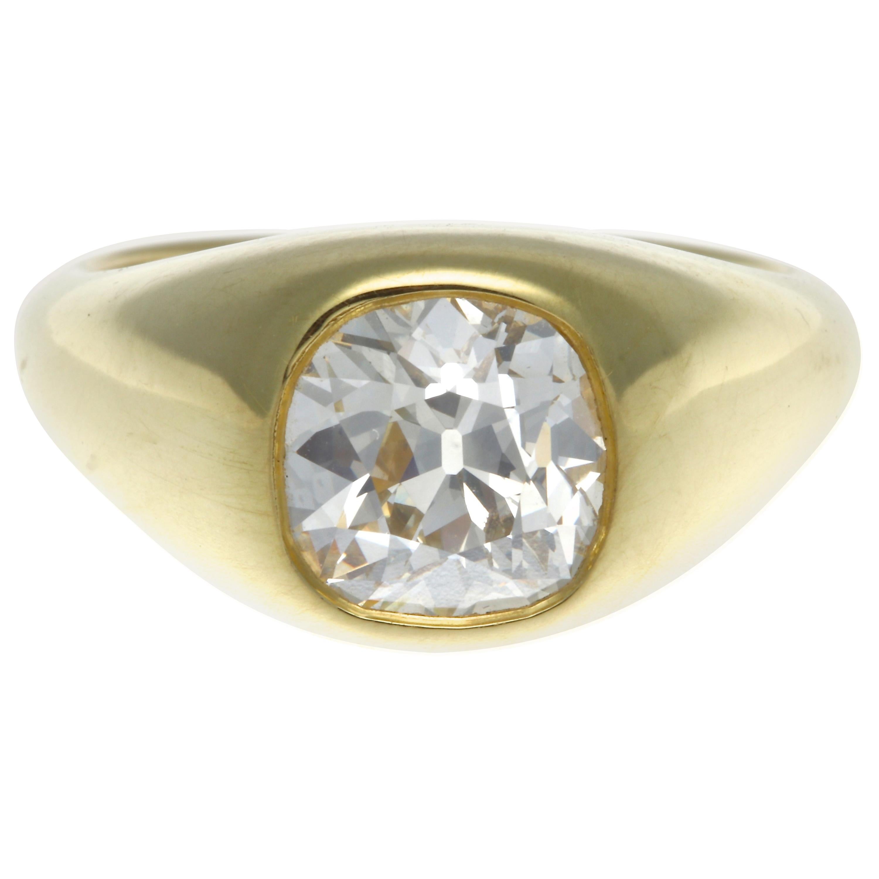 GIA Certified 2.02 Carat Cushion Cut Diamond 18 Karat Gold Ring