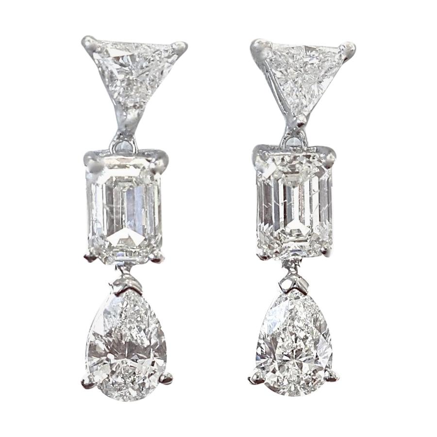 Jack Weir & Sons Modern Approximately 4.49 Carat Diamond Gold Drop Earrings